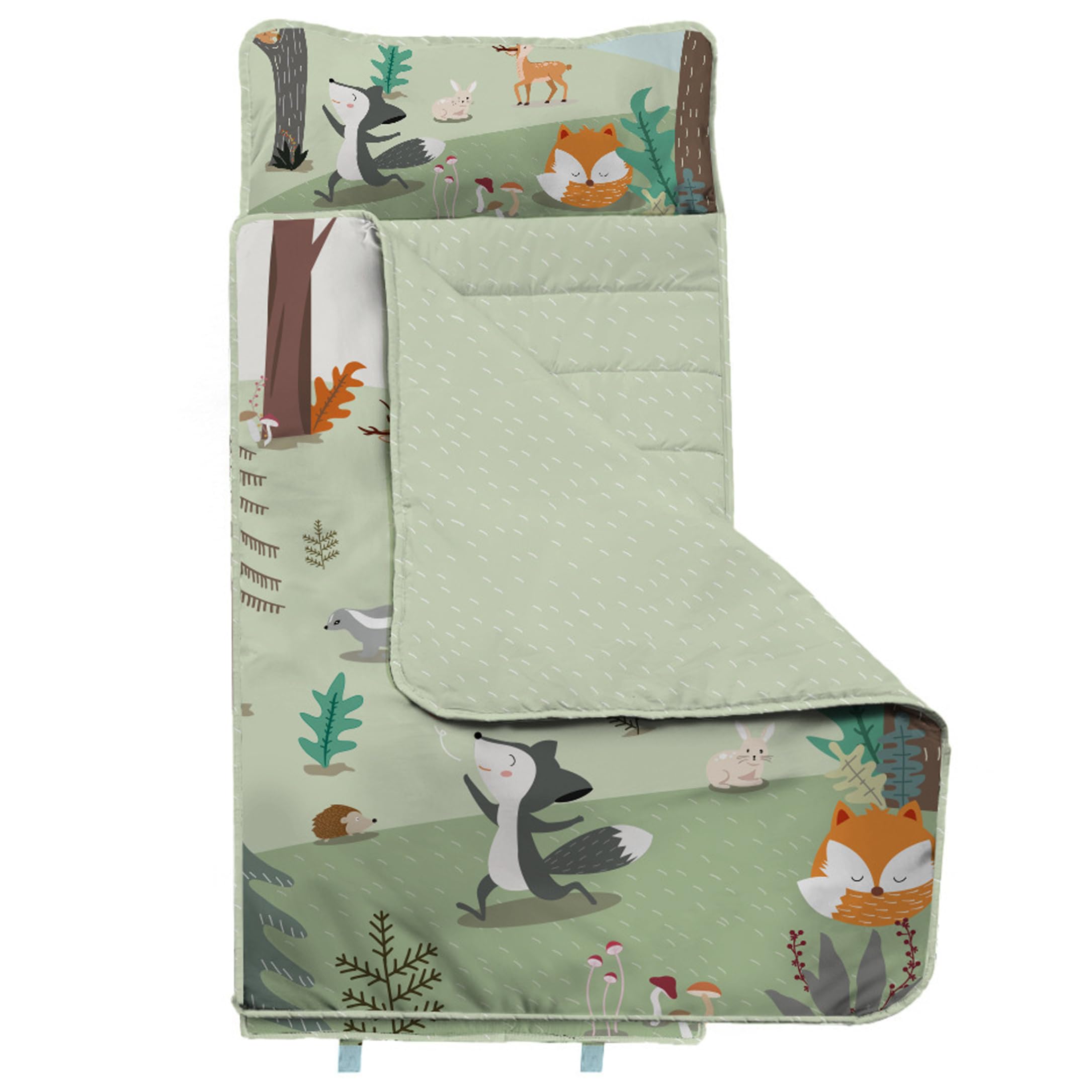 51x21" Green Toddler Nap Mat with Pillow, Portable Daycare Rest Mat