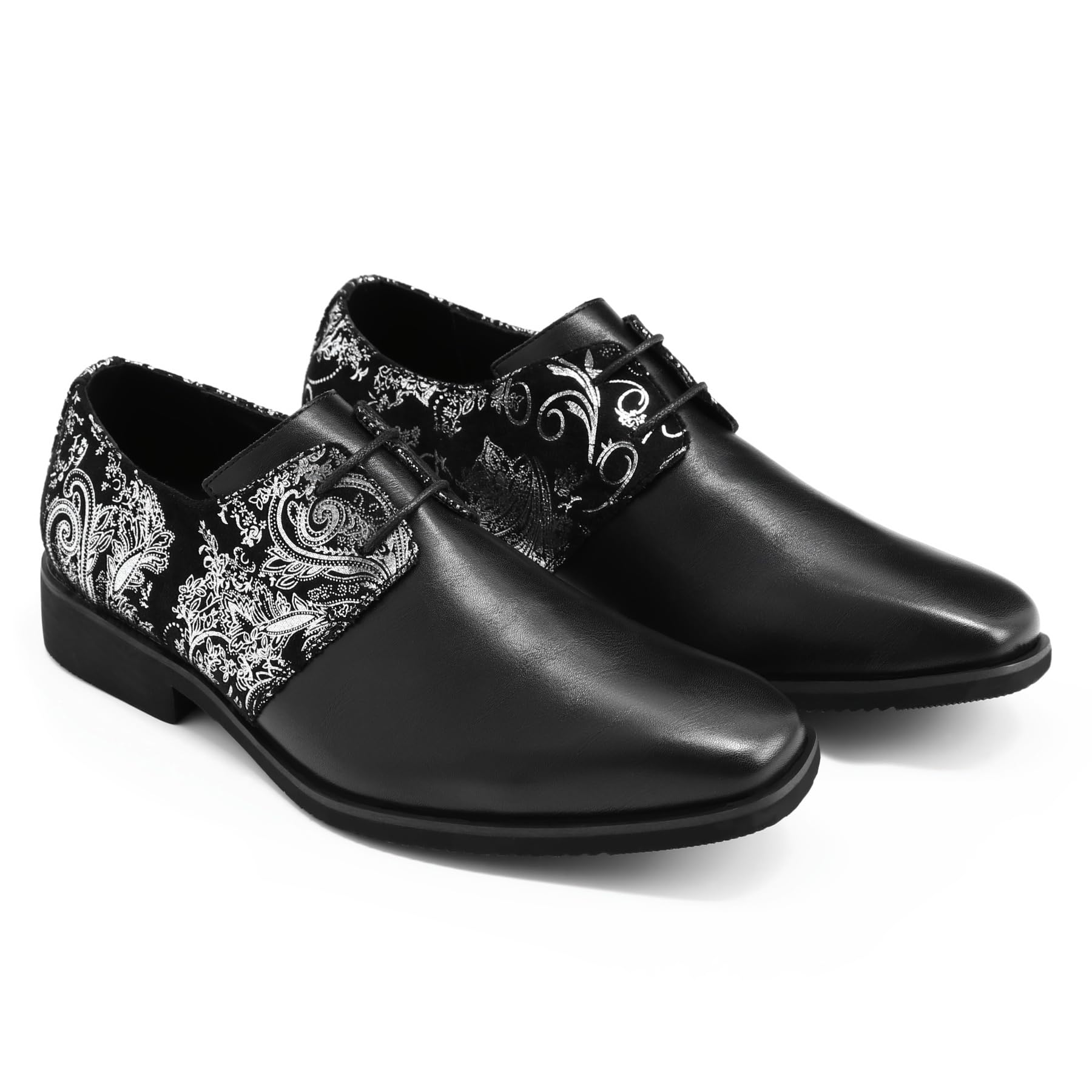 YFFUSHI Scarpe Uomo Formali Punta Affusolata Jacquard Pelle Lucida Derbys Affari Lacci Brogues Traspiranti