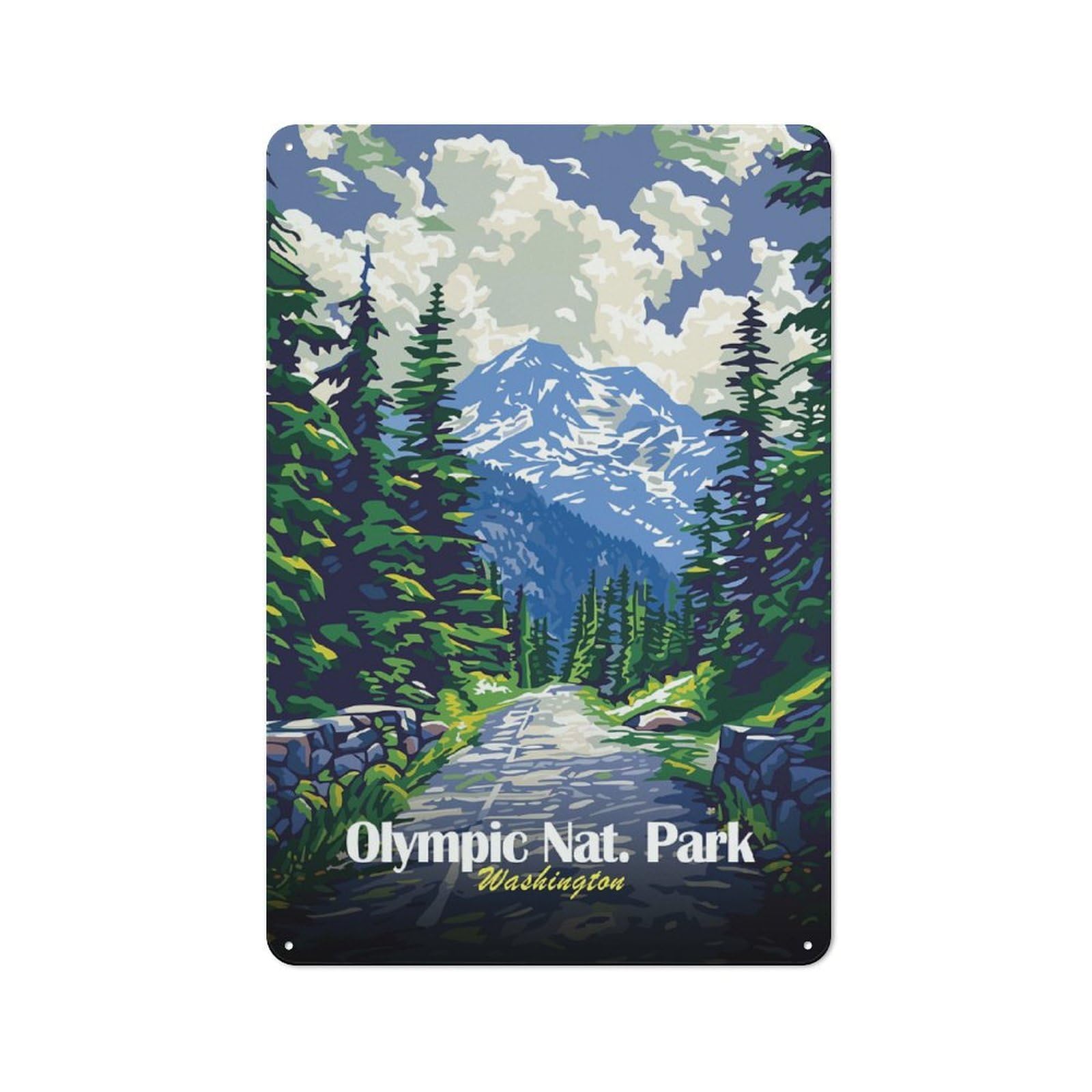 Junmoney Style-4 Modern Vintage Olympic National Park Washington Office Metal Sign 30X20cm, Creative Space Decor For Hobby Room, Office, Lounge Or Living Room