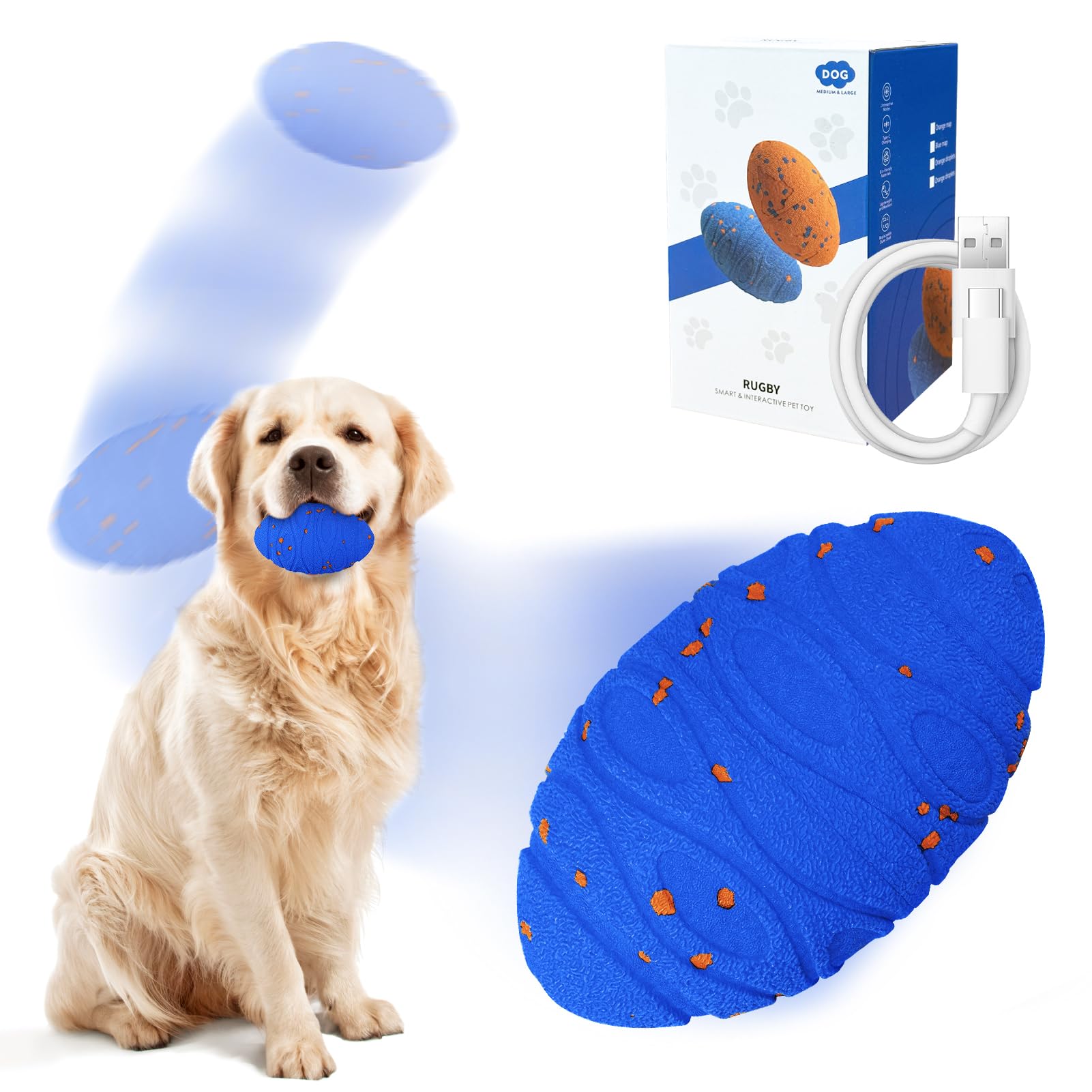 Dolita Jouet interactif pour chien 2 modes - Balle à mâcher automatique intelligente - Matériau E-TPU pour mâcheurs agressifs - Pour chiens de grande et moyenne taille