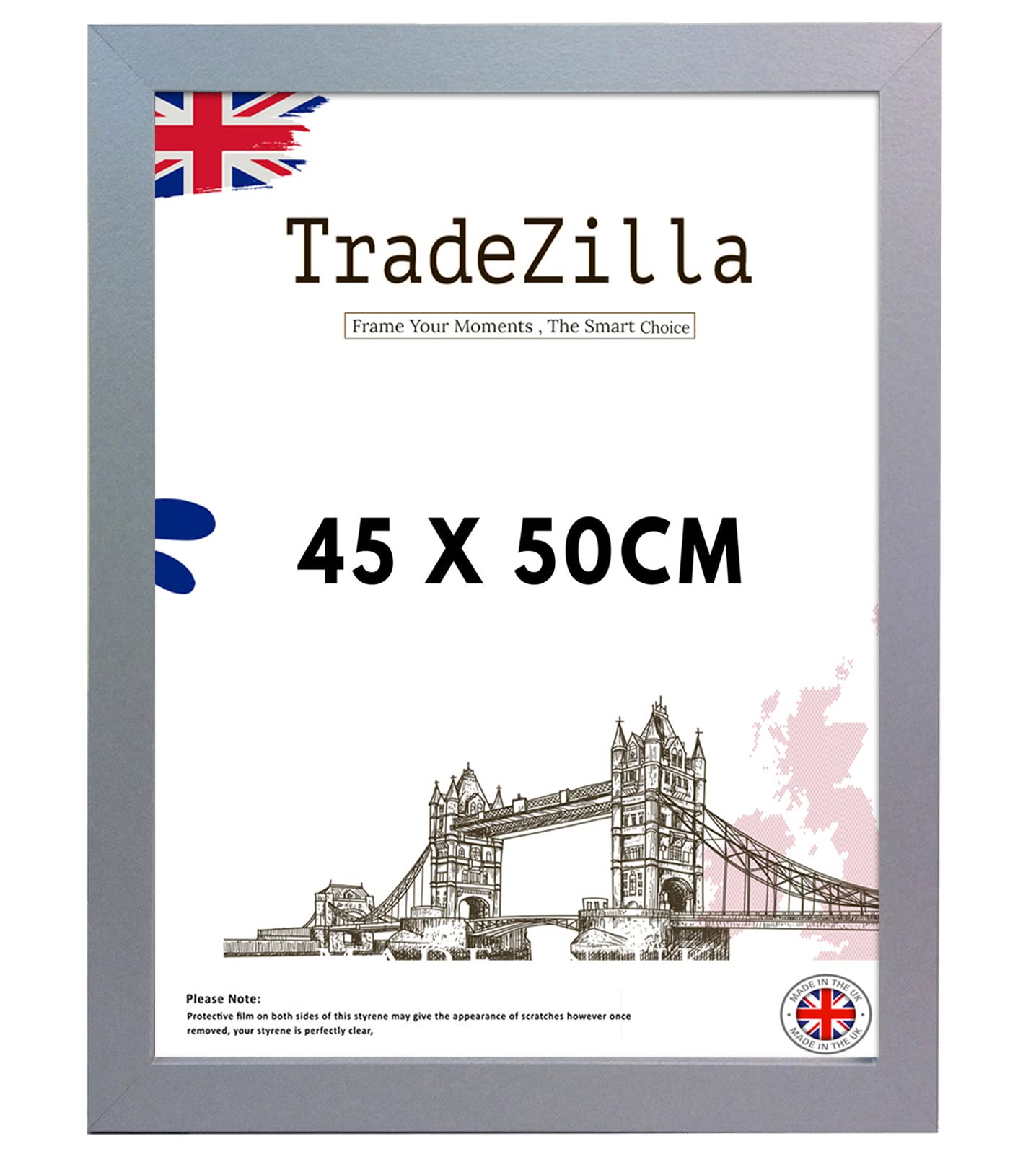 TradeZilla Modern Silver 20X18 (50.80X45.72 CM) Poster Picture Frame –Solid MDF Wood -for Horizontal or Vertical Display- Wall Gallery Art Prints, Wall Mounting Hardware Included (Silver)