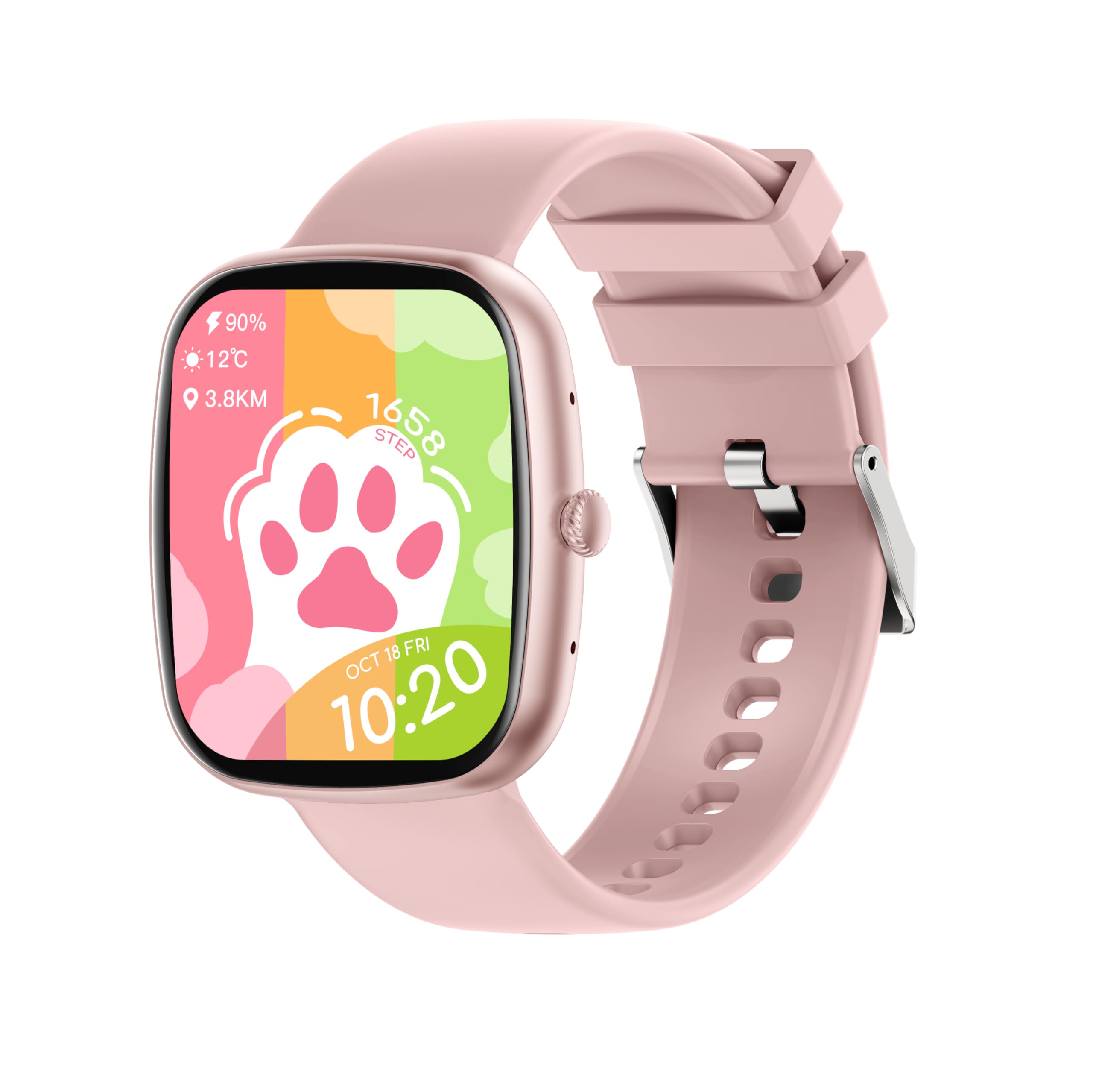 DCU PlayMe Smartwatch Infantil, Pantalla TFT 1,83", 15+ Juegos, 22 Modos Deportivos, Monitor de Salud, 6-12 Años, Sin conexión a teléfono, No Requiere Tarjeta SIM (Rosa)