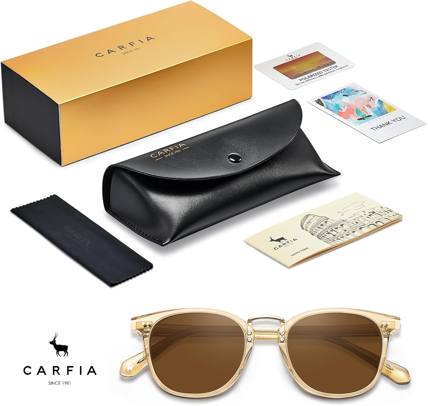 CARFIA Round Acetate Small Face Polarized Sunglasses for Women Fashion Retro Metal Bridge Shades CA5015