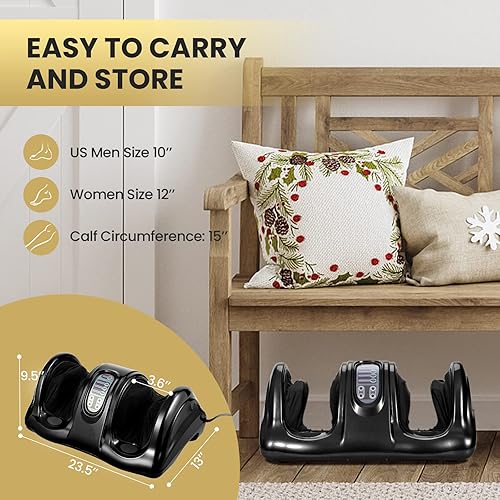 Miniatura 7 de WELLHUT Máquina masajeadora de pies Shiatsu, masajeador de pies y pantorrillas para tobillo, brazo de pierna de pantorrilla, rodillo de amasado