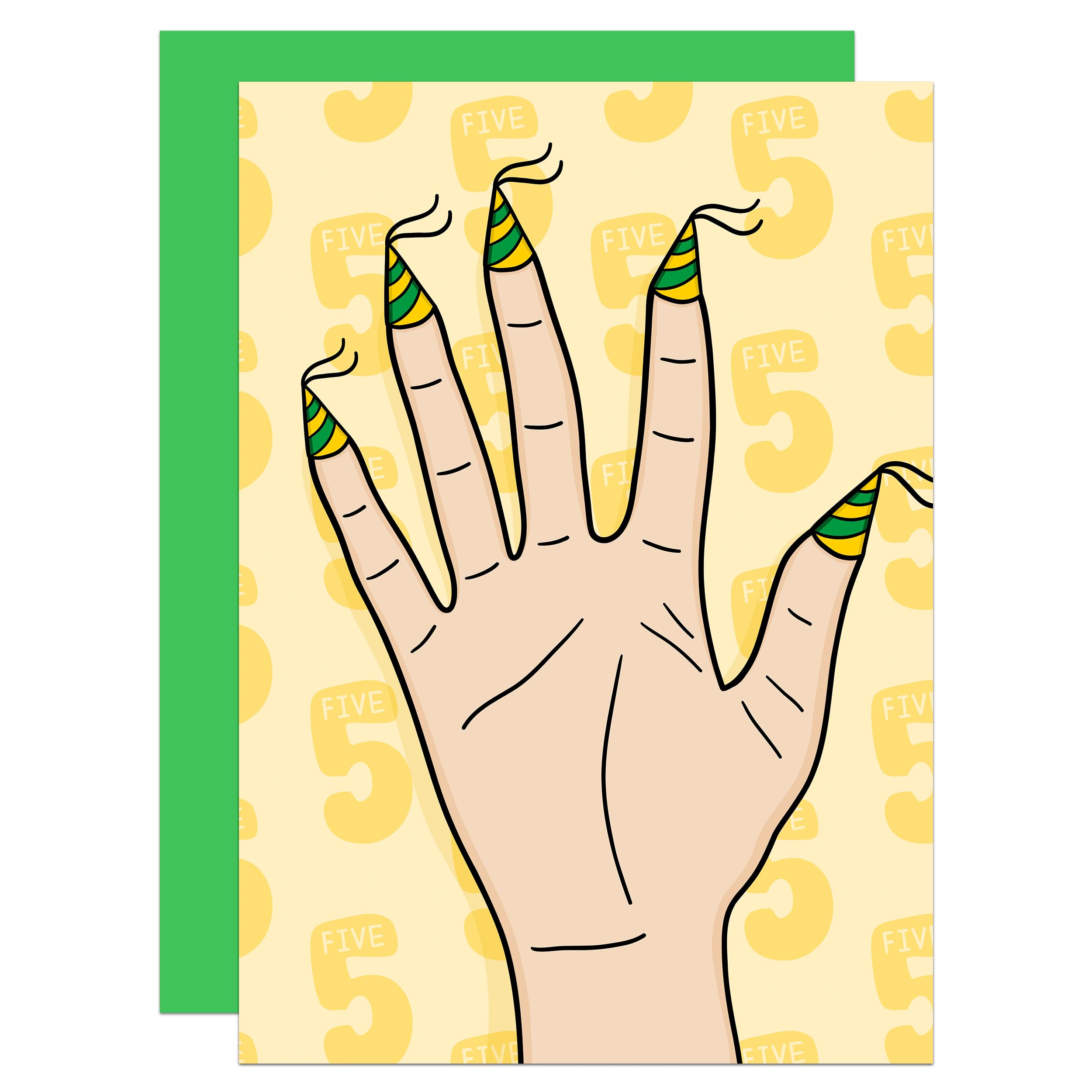 Hand 5th Birthday Card, Keepsake First Card, Milestone Card, Child Birthday Card, Funny Birthday Card, Kids Birthday Card, Cute Card, Hand Symbol Milestone Birthday A6 Card (5th (Pale))