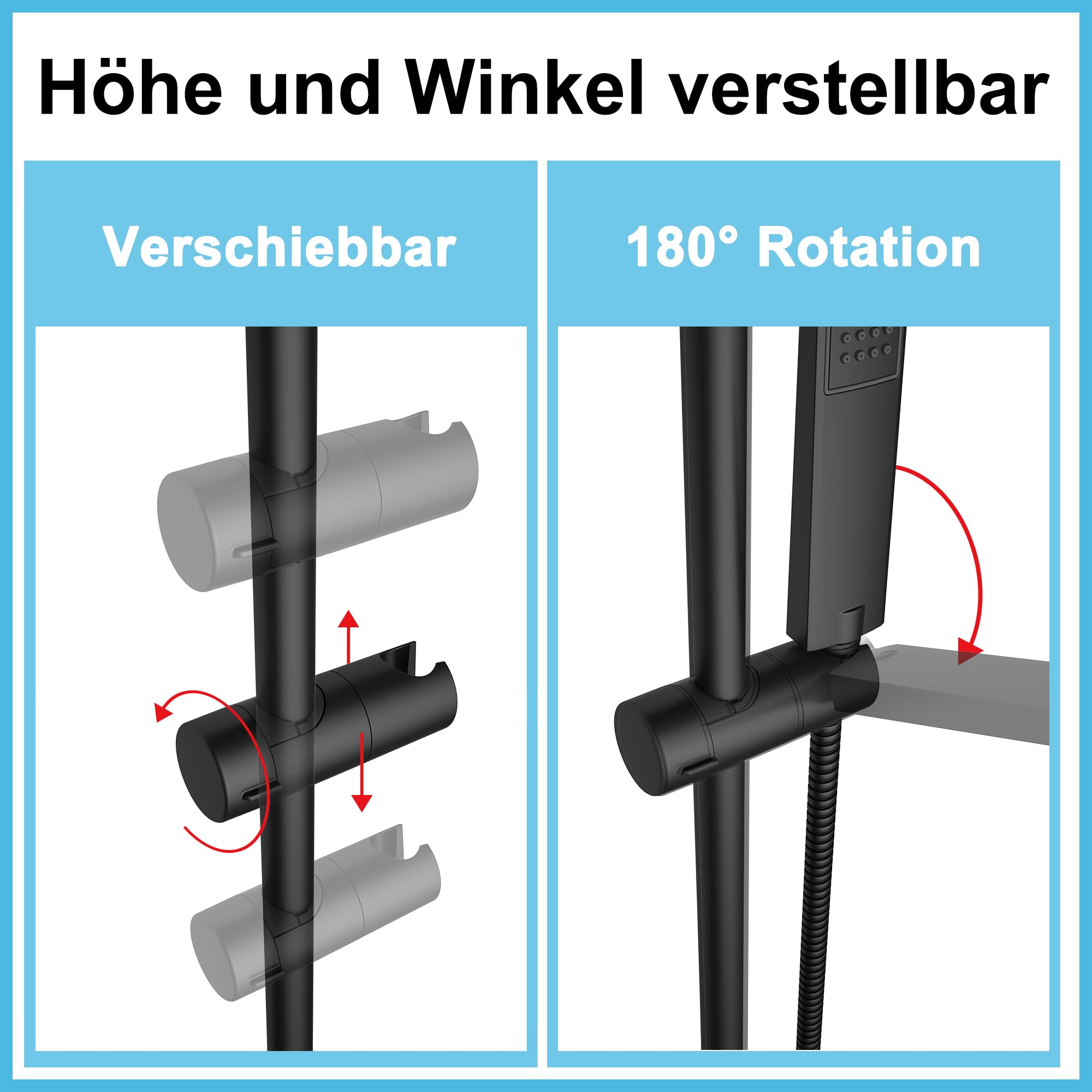 Douchestang met wateraansluiting Effeze Gun metal 70cm messing