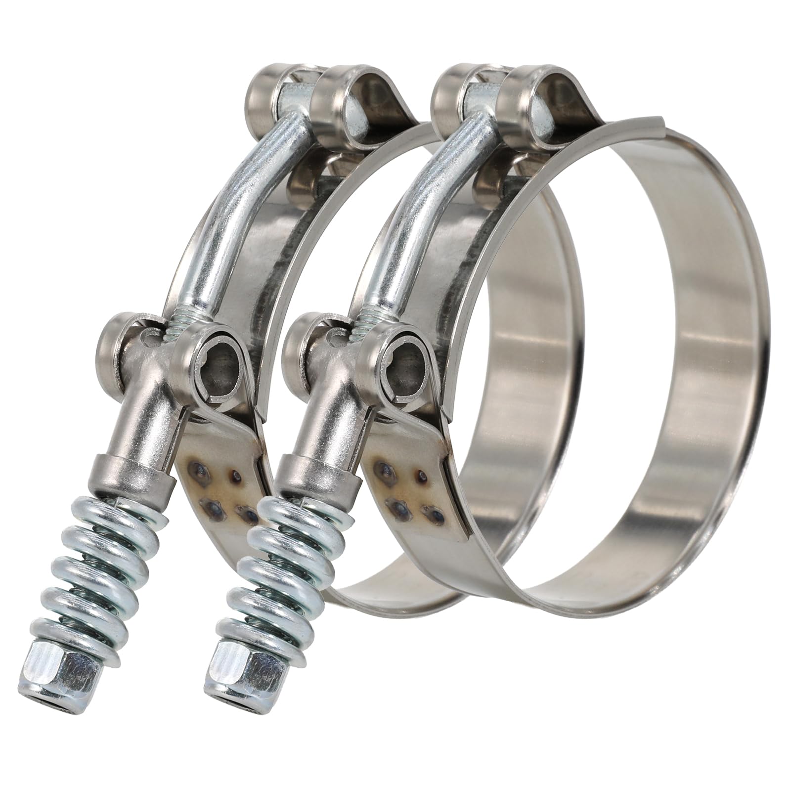 Abrazaderas de manguera T-Bolt, rango de trabajo ajustable de 83-91 mm, abrazaderas de manguera de acero inoxidable con resorte de refuerzo para automoción, tubos turbo, tubos intercooler