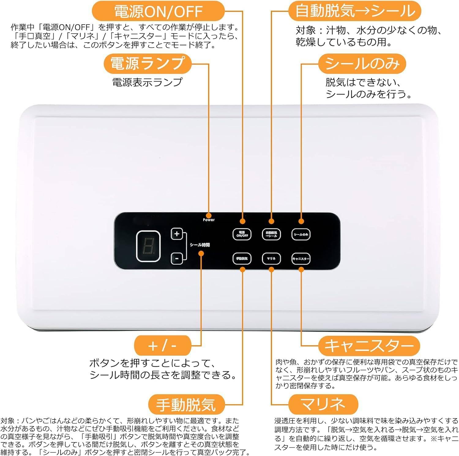 Amazon.co.jp: 吸引力-95kpa 真空パック機 真空パック器 フード 
