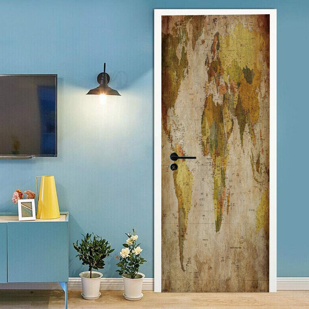 Sticker de porte trompe l'oeil amovible pour masquer les défauts d'un mur
