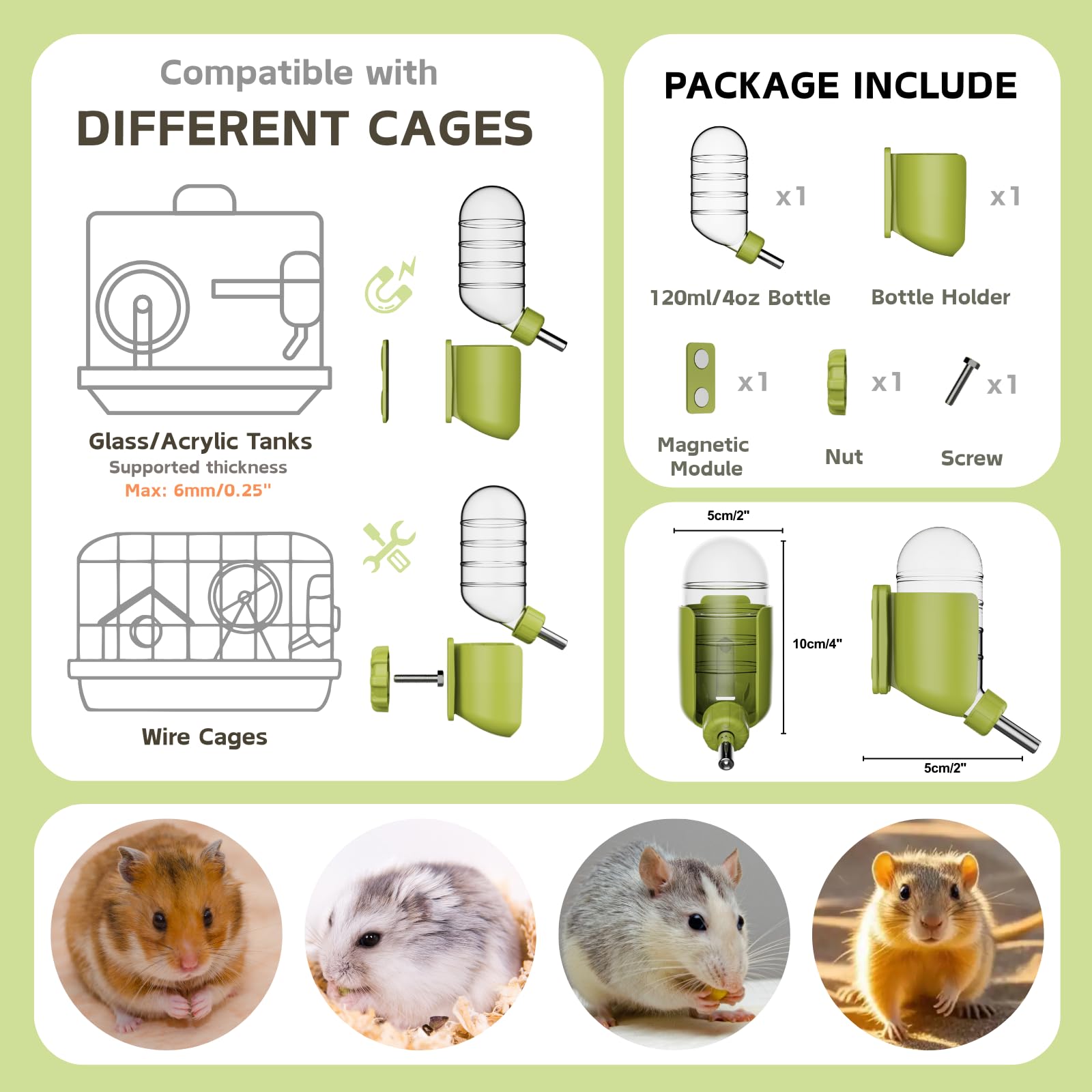 Hamster Water Bottle with Magnetic Holder - Image 3