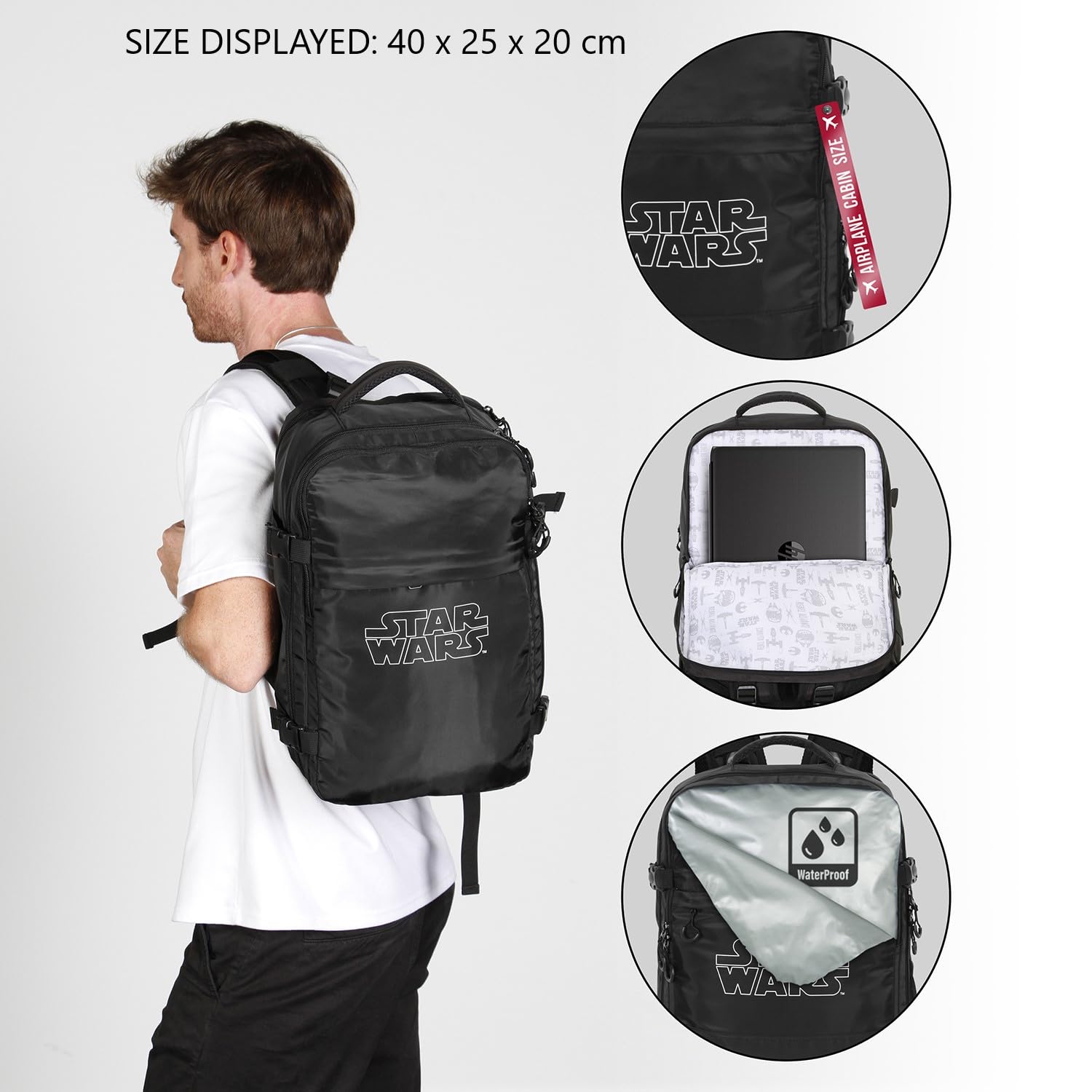 Star Wars Plecak unisex Mercury Cabin Bag (1 szt.), Czarny Star Wars, Underseat 40x20x25cm, Plecak Mercury