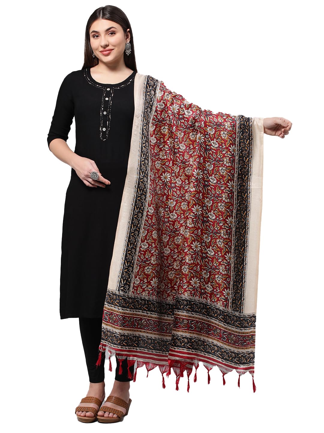 rani saahiba Women's Art Silk Kalamkari Dupatta-picture-32