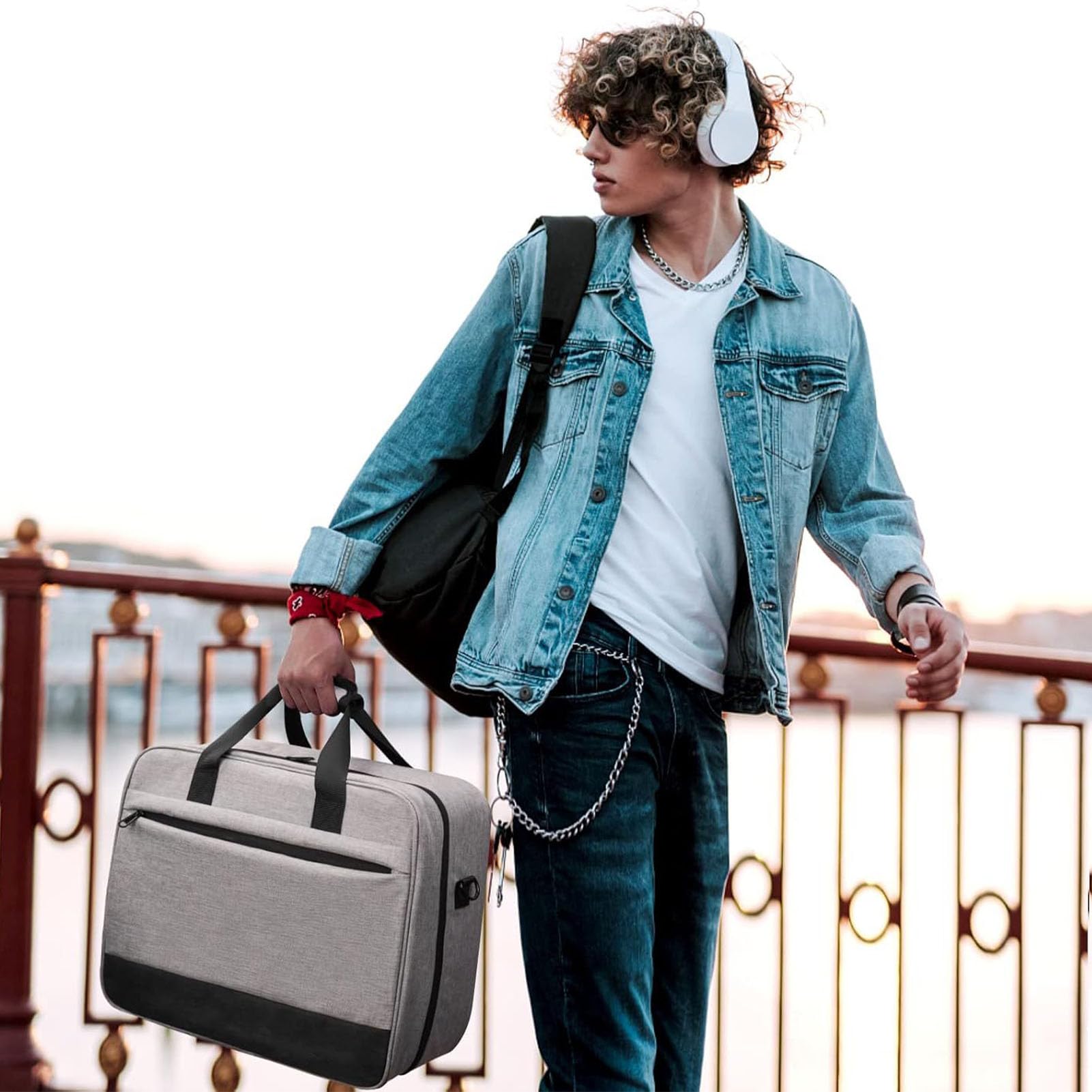 Cryfokt Bolsa para Mezclador de DJ Estuche de Viaje Impermeable para Mezclador y Equipo, Bolsa de Almacenamiento Acolchada Oxford Que Absorbe los Golpes con Compartimiento para Auriculares, Estuche
