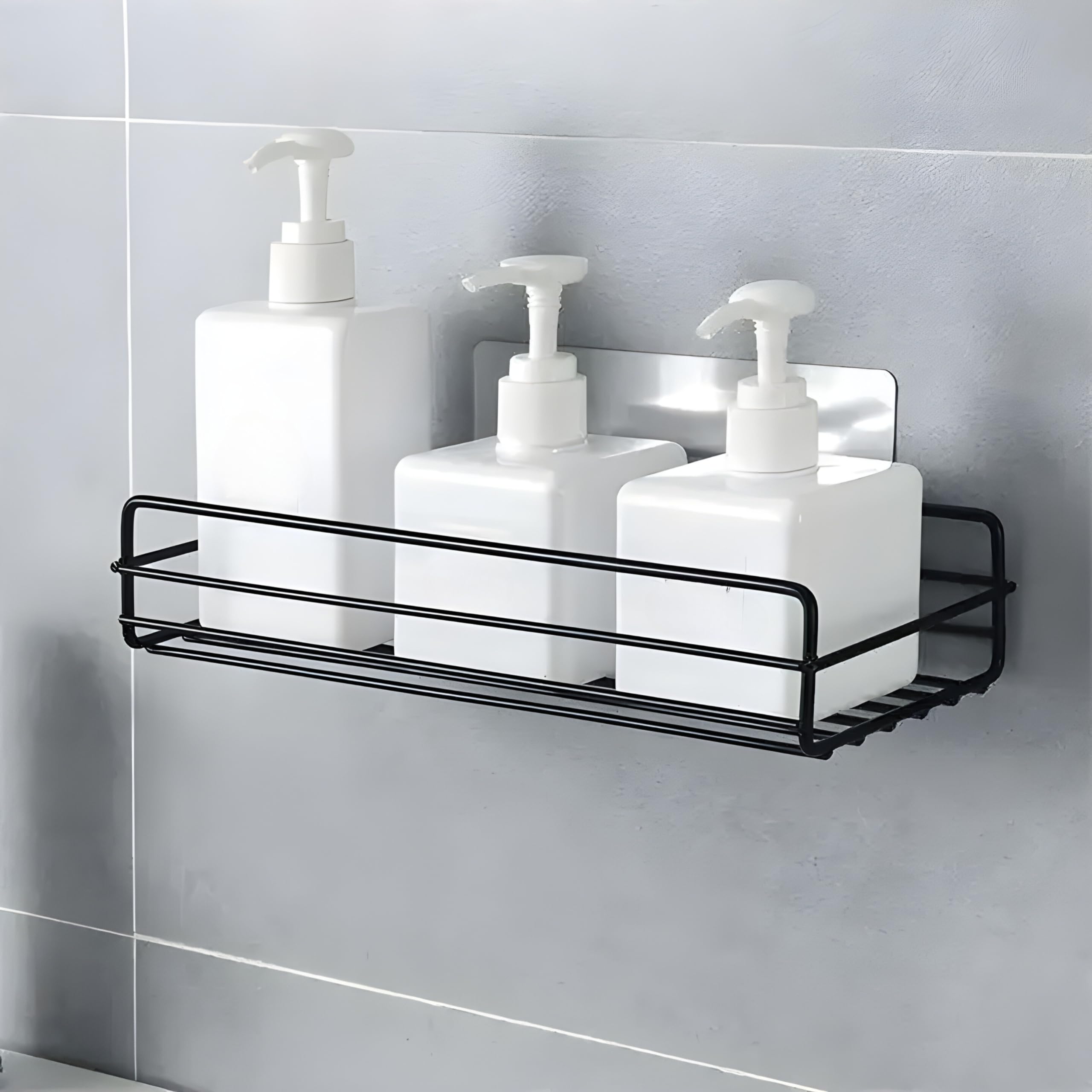 JIALTO Wall Mounted Bathroom Shelf - Black Adhesive Bathroom Organiser, Washroom Organizer, Sturdy and Durable Self Adhesive Bathroom Shelf for Wall - Bathroom Accessories (B0BYDR59LX) Amazon Price History, Amazon Price Tracker