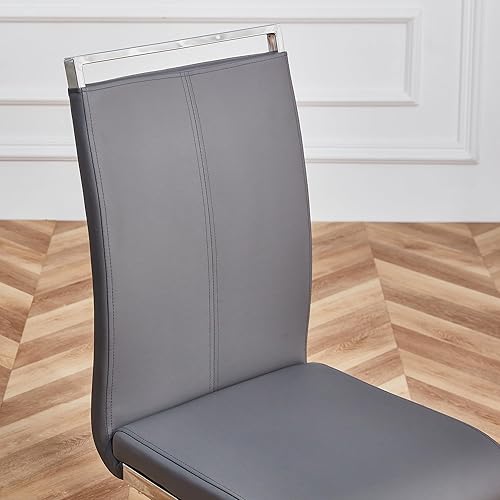 Miniatura 6 de Baysitone Juego de 2 sillas de comedor modernas, sillas laterales de comedor con asiento tapizado de piel sintética y respaldo alto, silla de cocina