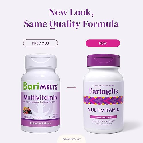 Miniatura 6 de BariMelts Multivitamin, vitaminas solubles para personas con sobrepeso, sin azúcar, sabor natural de frutas, sin OMG, tabletas de disolución rápida,