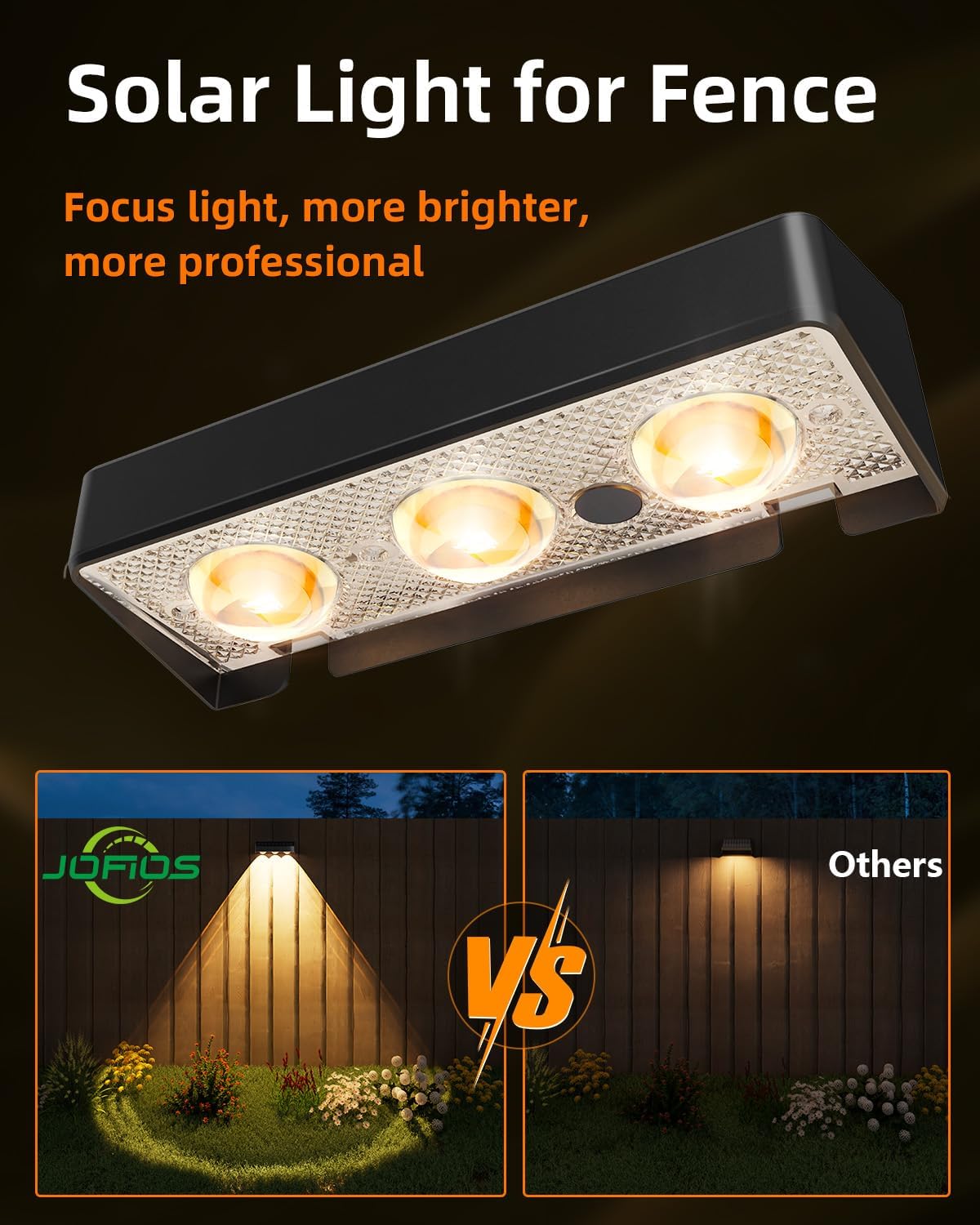 JOFIOS Solar Fence Lights Outdoor, 4 Pack, 9 Fixed Colors ＆ Color Changing Fence Lights Solar Powered Waterproof IP65 Dusk-to-Dawn LED Deck Lighting for Patio, Railing, Pool, Porch, Backyard, Wall