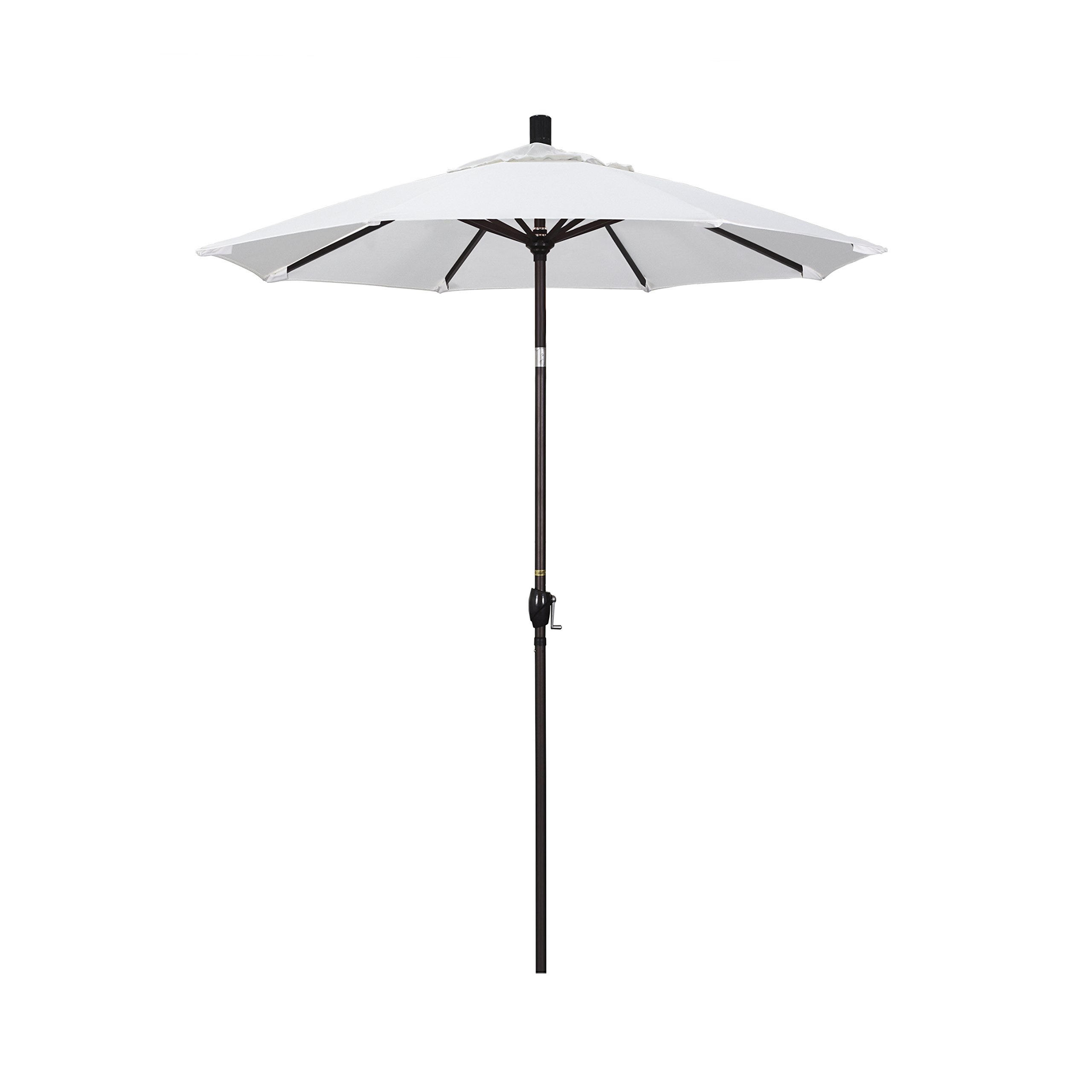 California Umbrella 6' Round Aluminum Market Umbrella, Crank Lift, Push Button Tilt, Bronze Pole, Sunbrella Natural