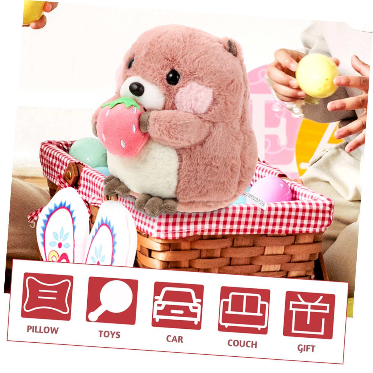Muñeco de Peluche de Marmota Rosa, 1 Pieza, Felpa PP Cotton | Seguro y Resistente Decoloración, para Recién Nacida y Niña, Adecuado como Adorno de Cama o Coche