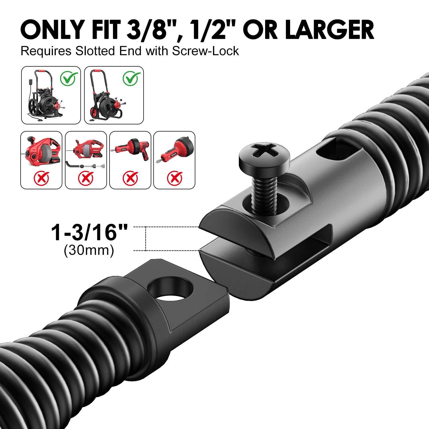 POPULO Kit d'accessoires professionnels 9 en 1 pour canalisation : grand coupe-racines à 6 lames et 8 pièces de fixation pour tarière, pour tuyaux de 3,8 à 10,2 cm, annihile les racines des arbres et