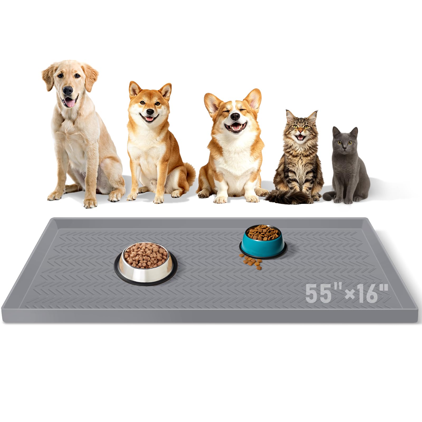 Kalolary Tapis d'alimentation en silicone pour chien - Imperméable - 140 x