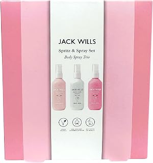 Jack Wills Sprits & Spray Set - Body Spray Trio Gift Set for Her with Unique Topline Thank You Card. An ideal present for Christmas Stocking Fillers, Secret Santa or Birthdays.