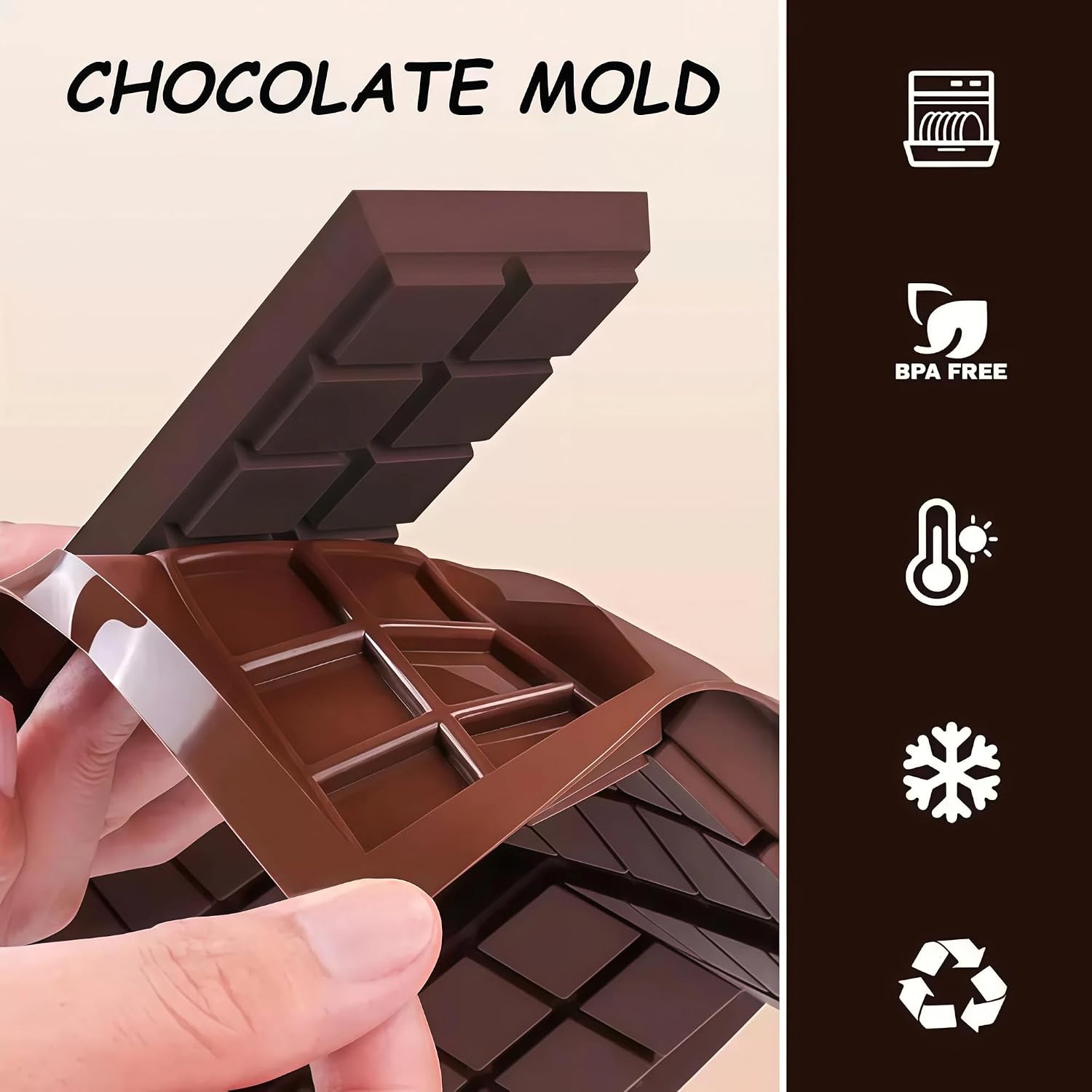 Best Silicone Chocolate Bar Mold, Non-Stick & Easy Release Square Chocolate Molds, Grade Safe Mold DIY Desserts For Dubai Pistachio Rod, Candy, Snacks, Knafeh Pistachio Rod And BPA-free image 4