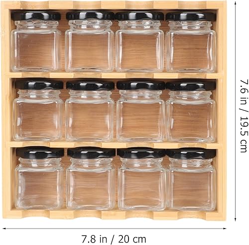 Miniatura 2 de CALLARON Soporte de estante de bambú de 3 niveles para especias de madera para armario de cocina, cajón organizador de especias, soporte para tarros