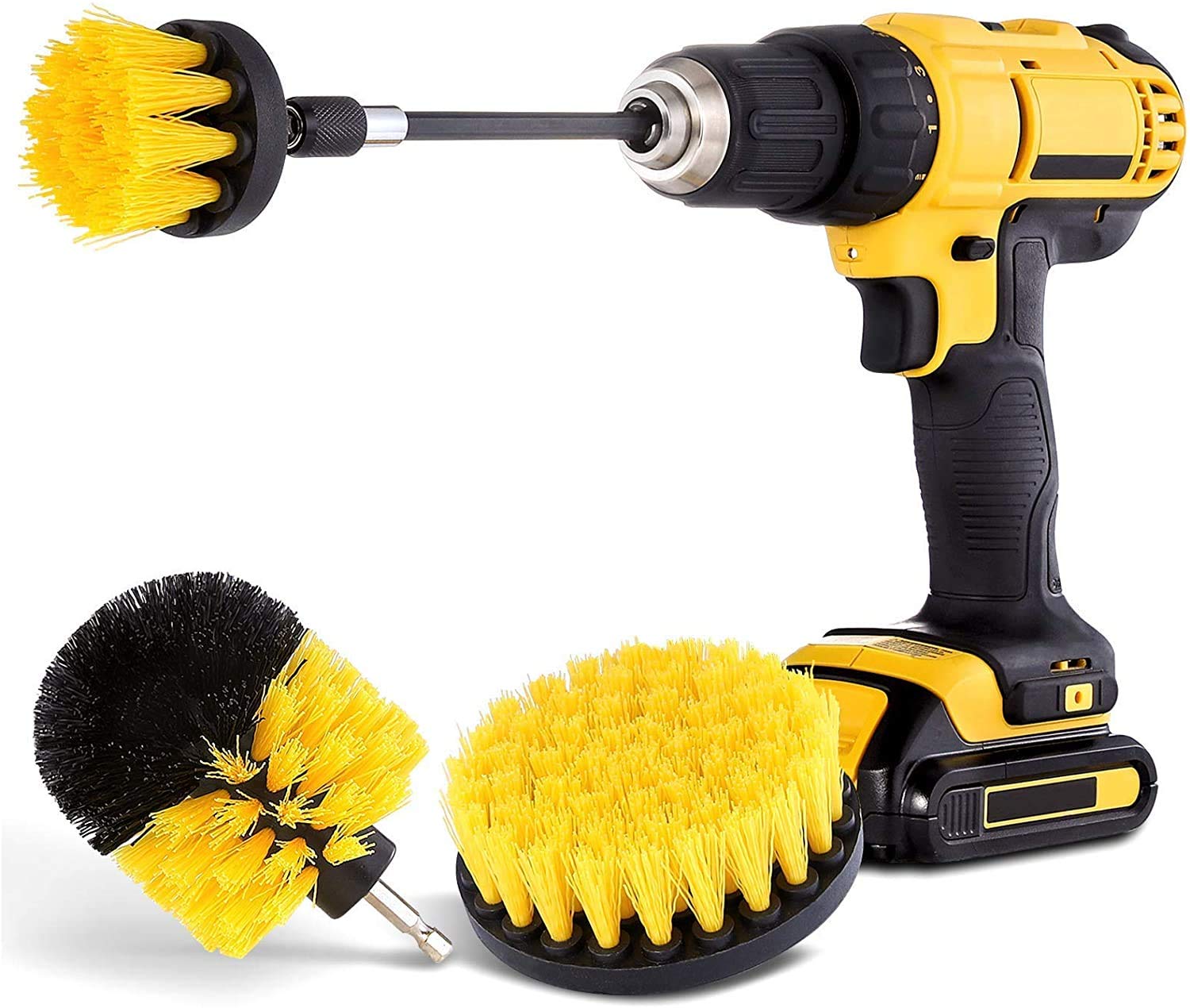 4/5 Piece Drill Brush Attachment Set - Power Scrubber Brush For Cleaning - All Purpose Drill With Extend Attachment For Bathroom Surfaces, Grout, Floor, Tub, Tile, Corners, Kitchen And Car