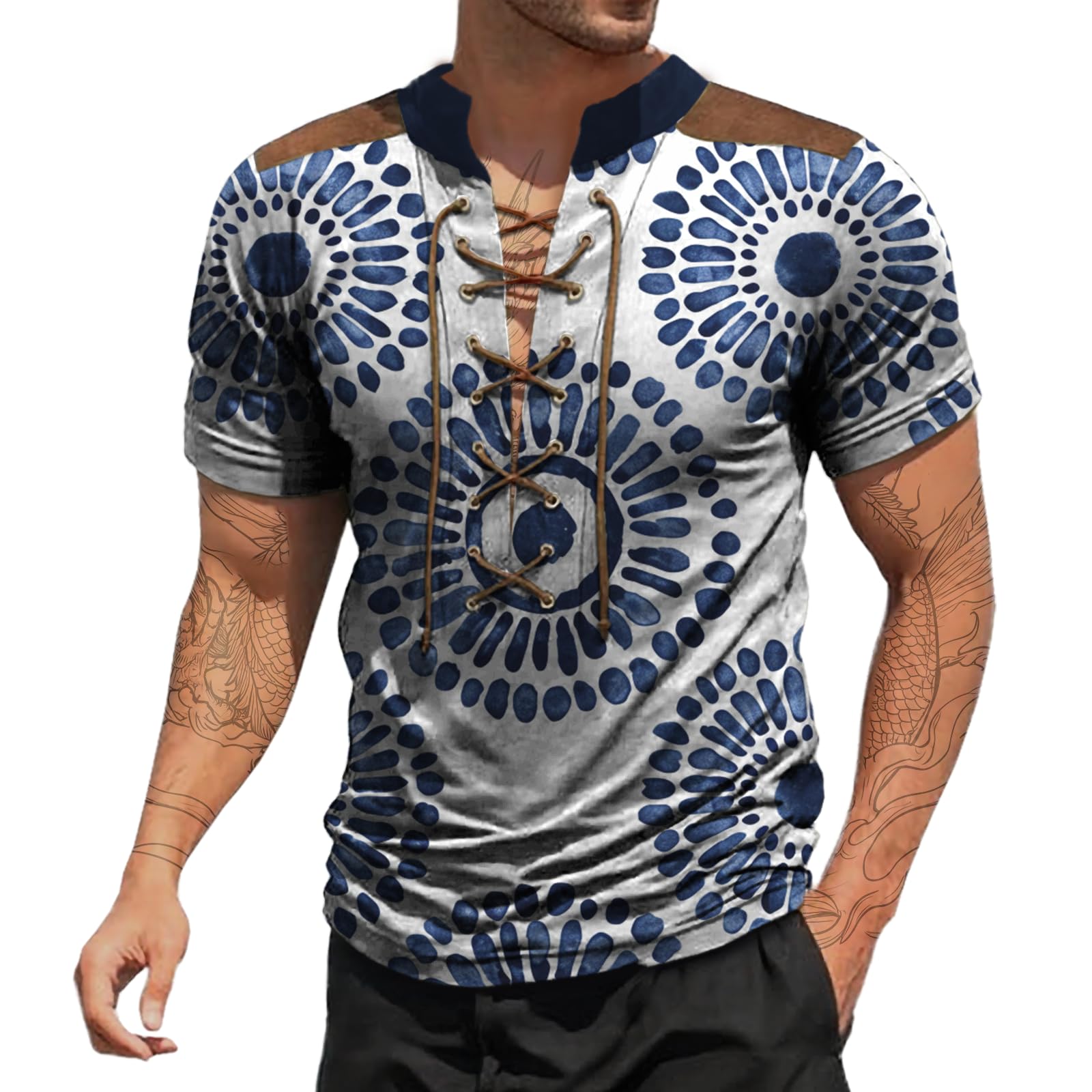 Mens Short Sleeve Shirts Trendy Casual Lightweight Boho Summer Beach Outdoor Classic Slimming Fit V Neck Tops
