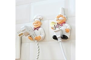 Pack of 2 Cute Plug Hooks Hold Cook Fat Chef Wall Decor Organiser
