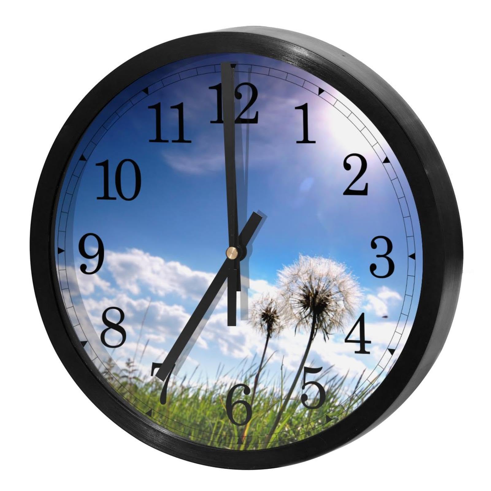 Horloge murale cuisine et maison motif pissenlits champêtres
