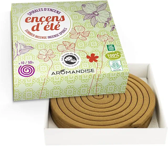 Encens Anti-Moustique Naturel Aromandise 20 Spirales 7h - Répulsif Zen