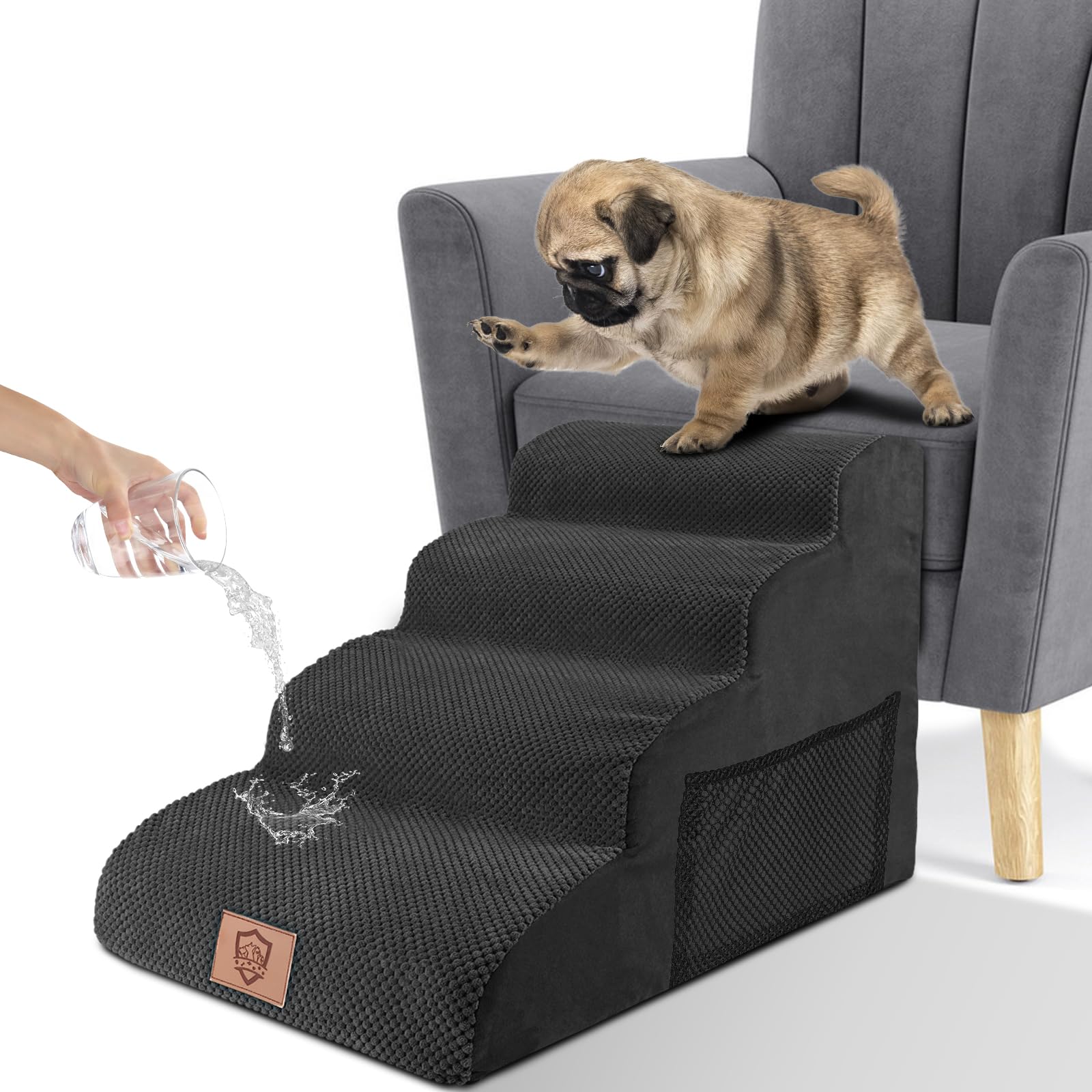 Zvonema Escaleras para Perros-Rampa para Mascotas Extraíble y Lavable，Superficie Antideslizante,Escalera para Mascotas de Espuma,Ideal para Perros Mayores, Gatos, Mascotas Pequeñas