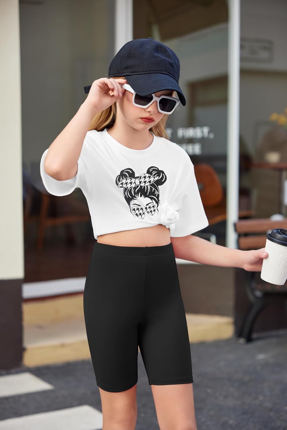 Arshiner Girls Clothes Summer 2 Piece Outfits Drop Shoulder T-Shirts and Biker Shorts Kids Fashion Clothing Sets - Image 6