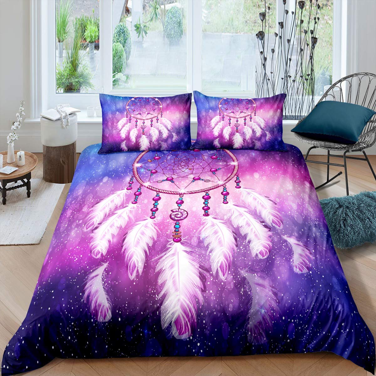 Housse de couette plume attrape-rêves enfant lit simple tribal