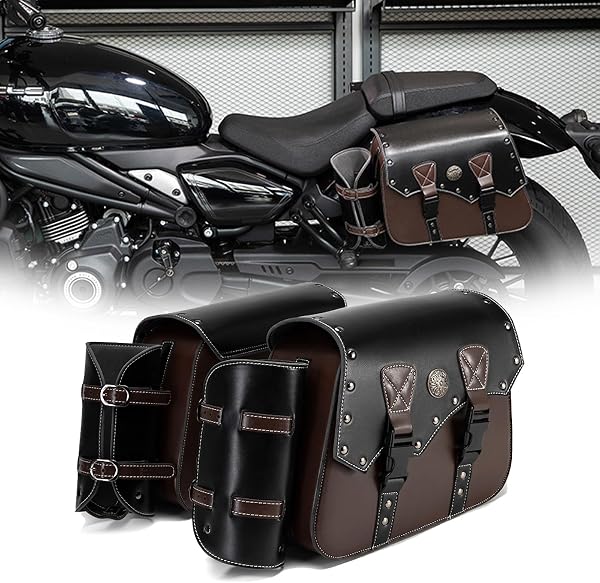 に適用 メグロK3 / W650 / W650 / W800 (ストリート/カフェ) バイク サイドバッグ 防水 耐摩耗 ツーリングバッグ バ 取り付け簡単 バッグ シートバッグ 兼用 ツーリング キャンプ アウトドア 対応(カワサキカワサキ メグロK3) - 1