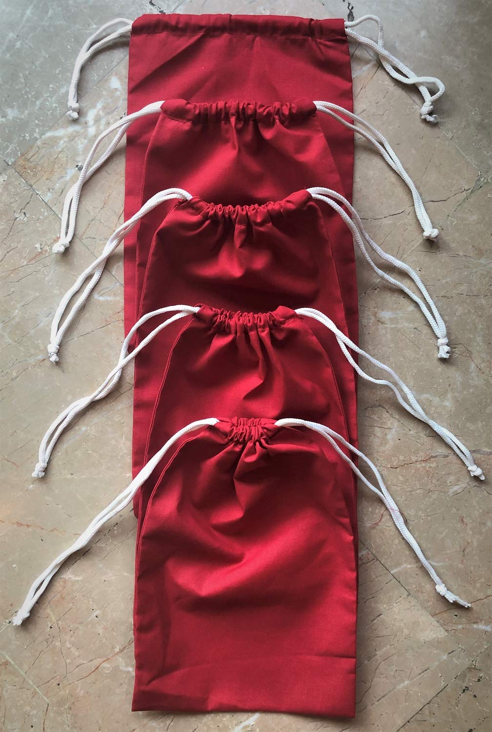 Bolsas De Muselina Reutilizables De Algodón De Color Rojo Grueso Con Doble Cordón "calidad Premium", Paquete De 25 Unidades (2 X 3