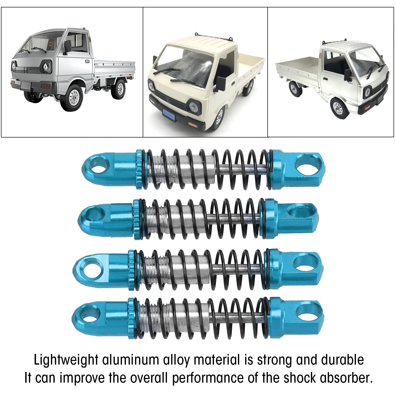 SPYMINNPOO Shock Absorbers, 4 Set Metal Front Rear Shock Absorbers Damper Compatible with D12 1/10 RC Car Upgrades Parts(Blue) Model Toys