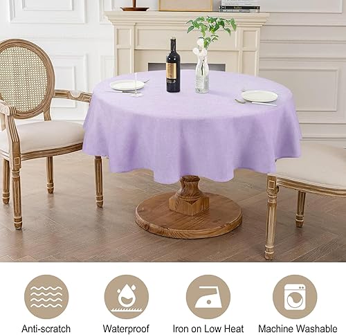 Miniatura 2 de AUSSPVOCT Mantel redondo texturizado de 50 pulgadas de hasta 35 pulgadas de diámetro, mantel impermeable a prueba de derrames, lavable, sin arrugas,