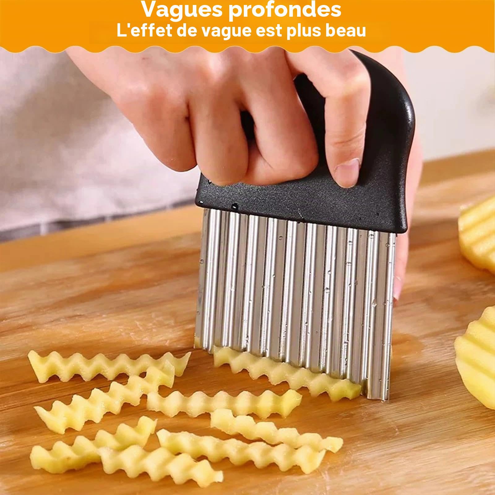 Coupe-vagues 14 x 9,5 cm - Lame Ondulée - Accessoire En Acier Inoxydable Pour Enfants, Frites, Pommes De Terre, Légumes Et Concombres