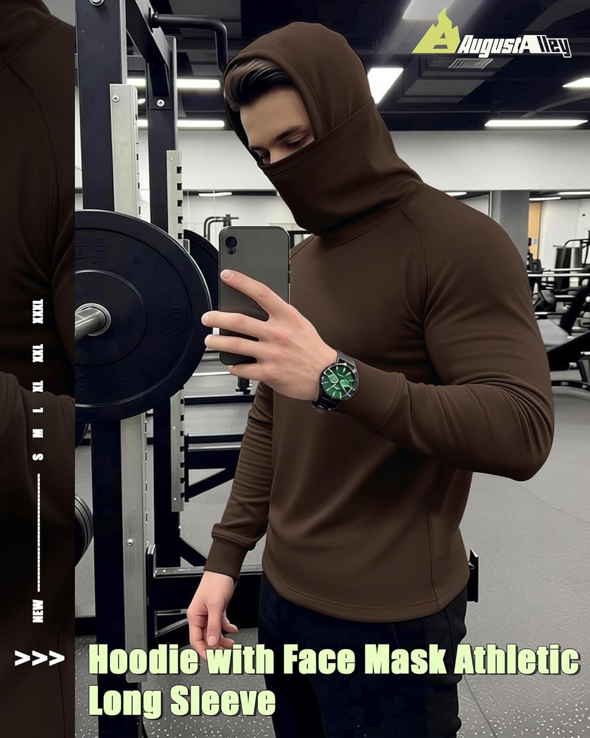 3 Pack Men's Compression Hoodie with Face Mask Sweatshirt Long Sleeve Hooded Pullover Base Layer Active Shirts - Image 3