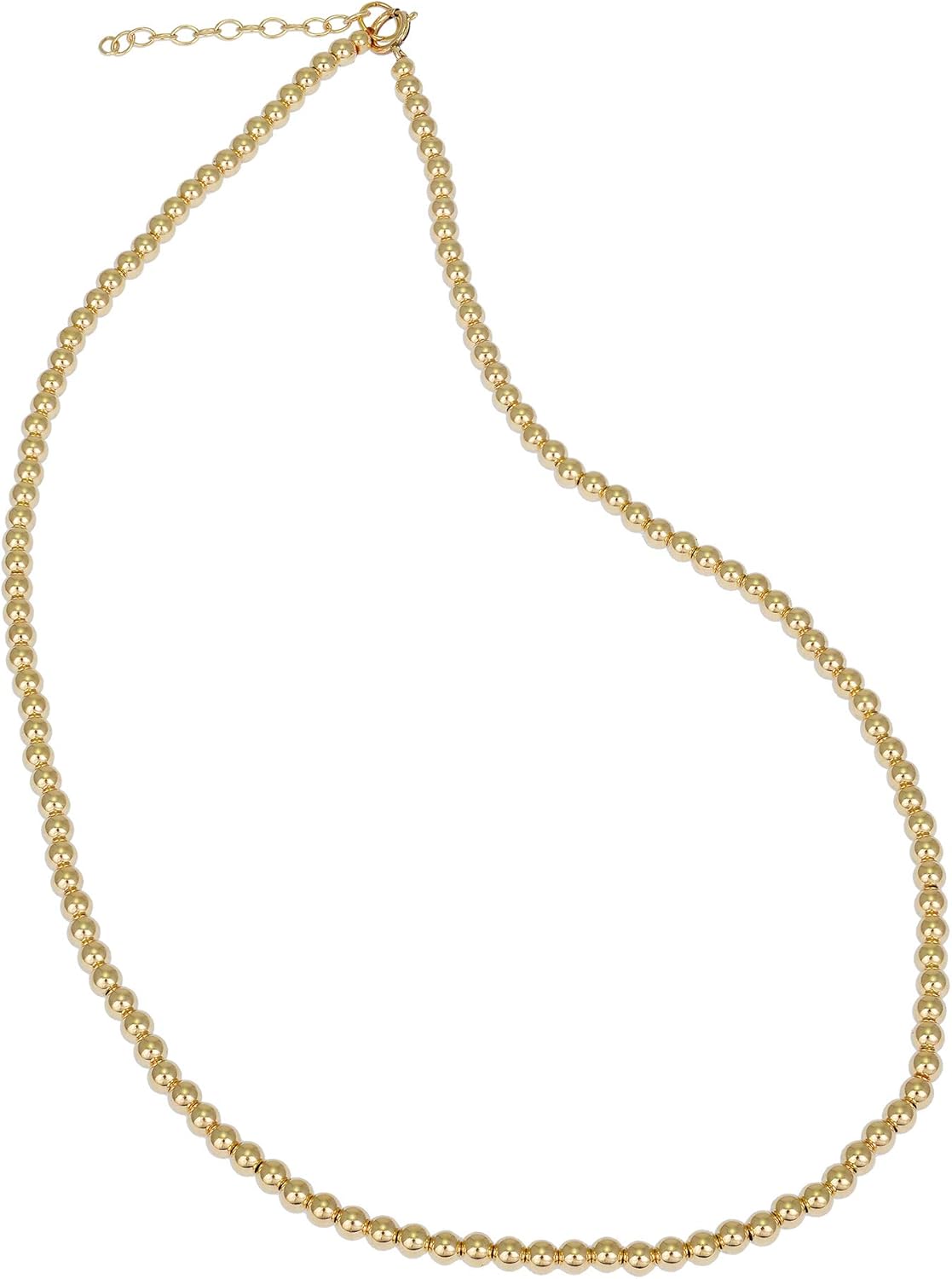 Anela 3mm Gold Filled Beaded Necklace with Extension, Great Gift Idea, Tarnish and Fade Free