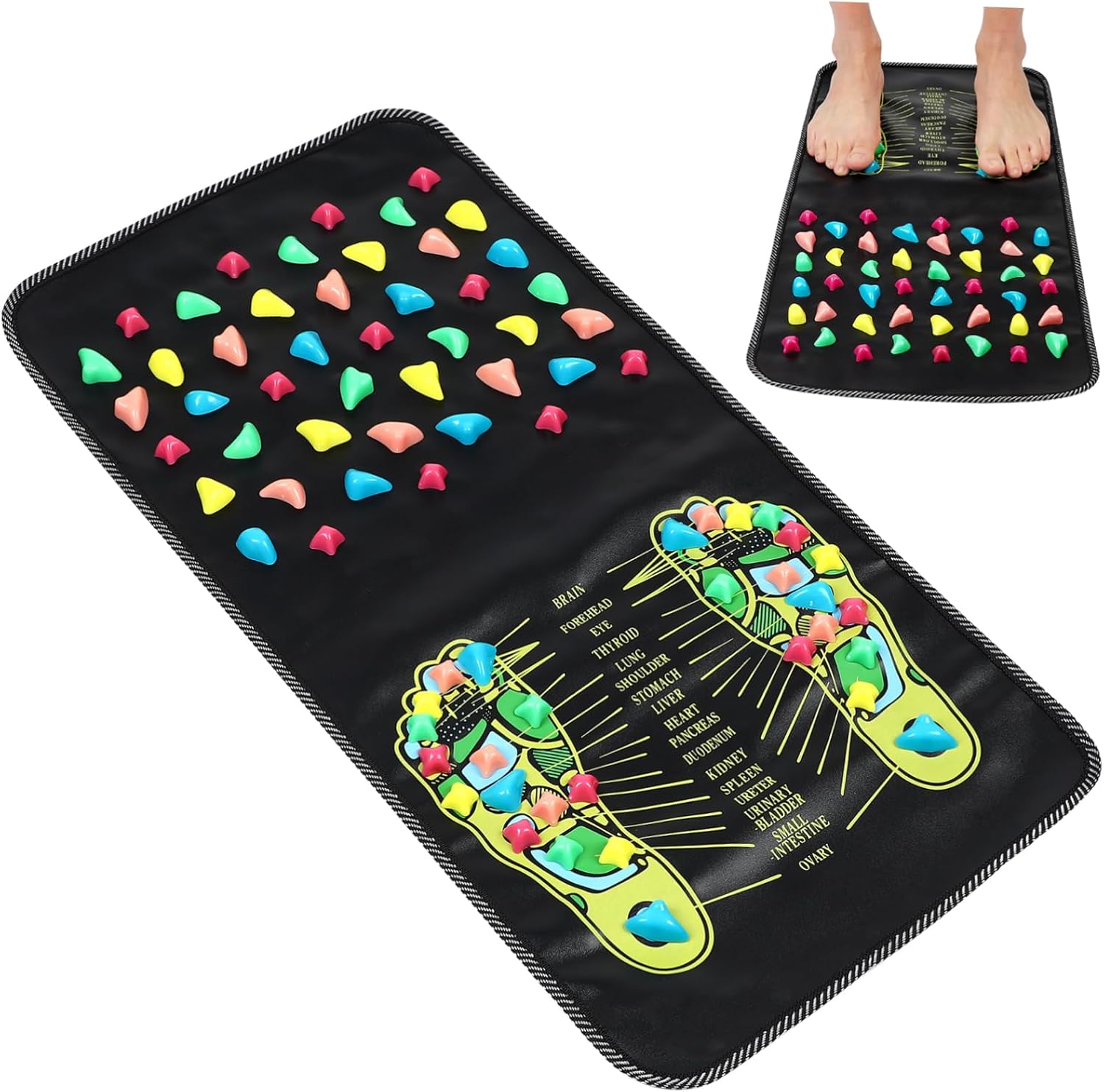 Stone Walking Foot Massager Mat Durable Wear Resistant Foot Massage Tool for Home Use Stimulates Reflex Points Relieves Fatigue for Elderly and Adults