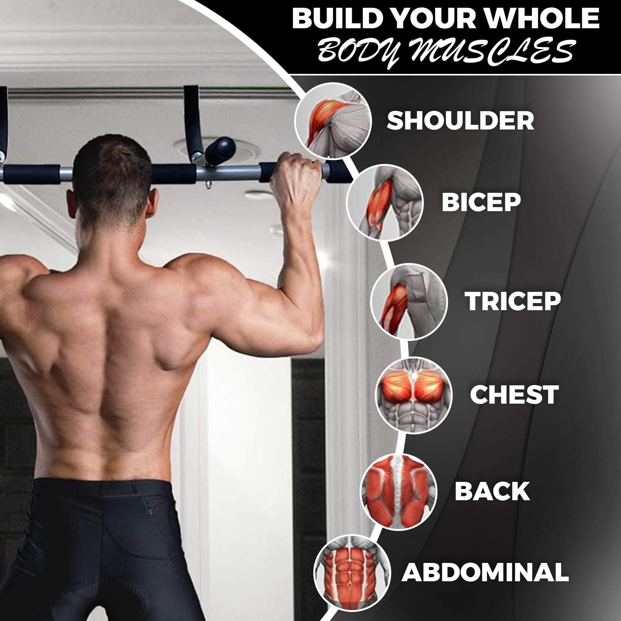 Doorway Pull Up Bar Malleable Pull Up Sit Up Door Bar, Iron Gym