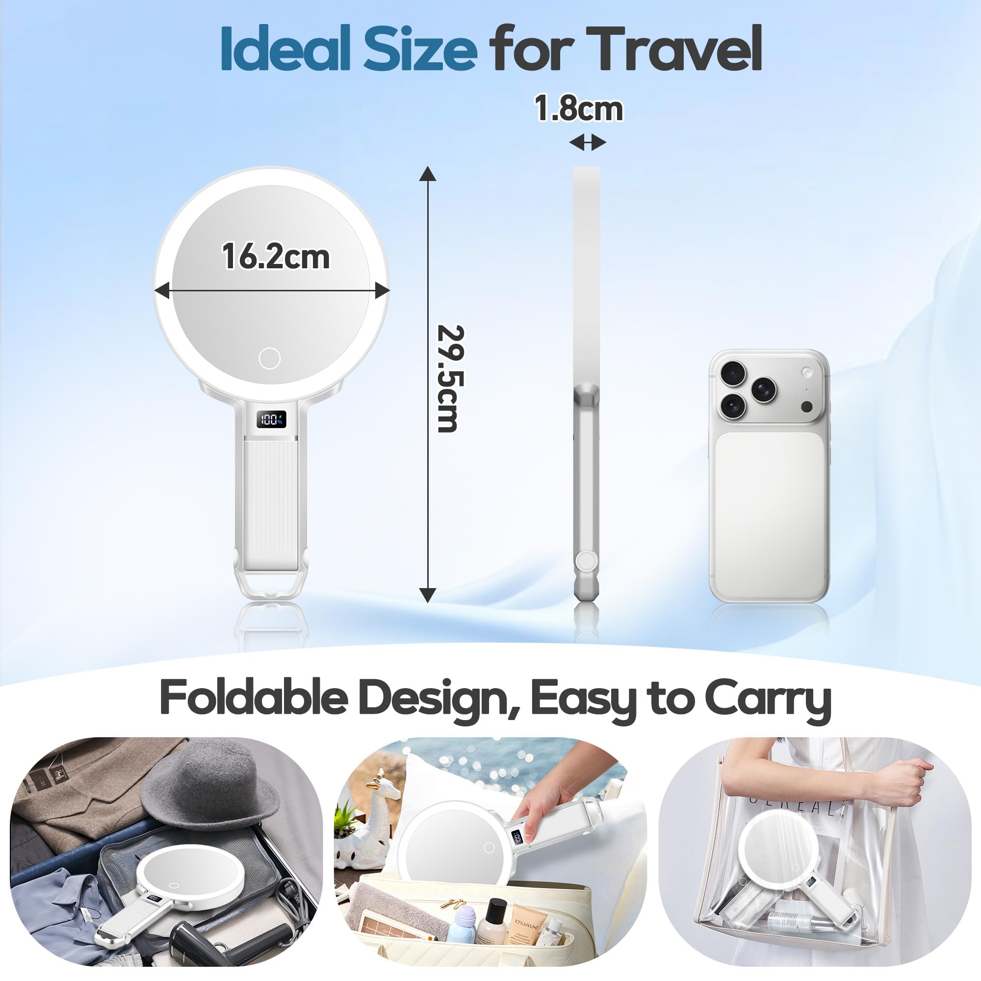 30X Travel Magnifying Mirror with Light - Portable & Rechargeable -8 30X Travel Magnifying Mirror with Light - Portable & Rechargeable -8