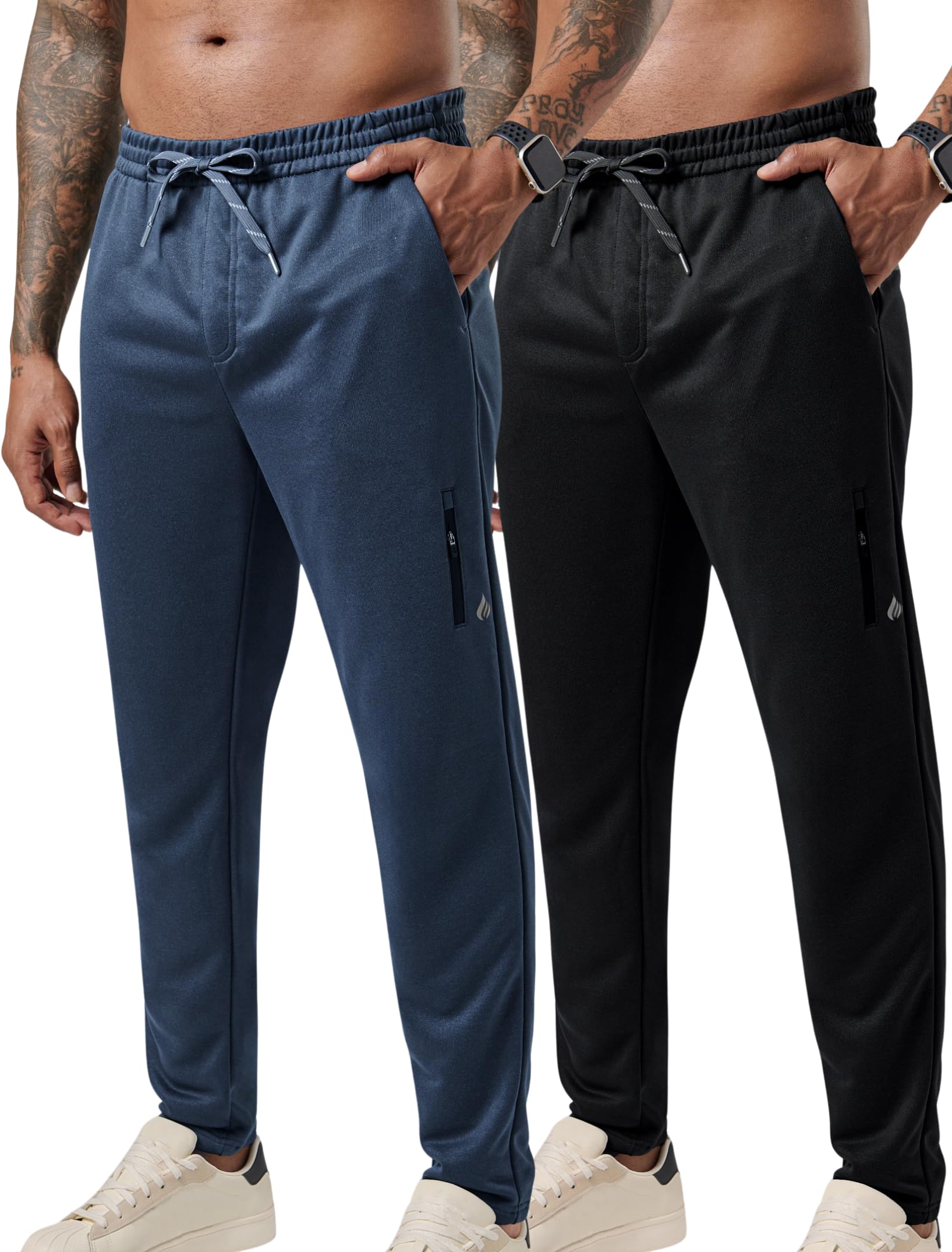 Liberty Pro 2 Pack Mens Joggers for Shorter Men - 29 Inseam Sweatpants with Zip Pockets Regular Fit
