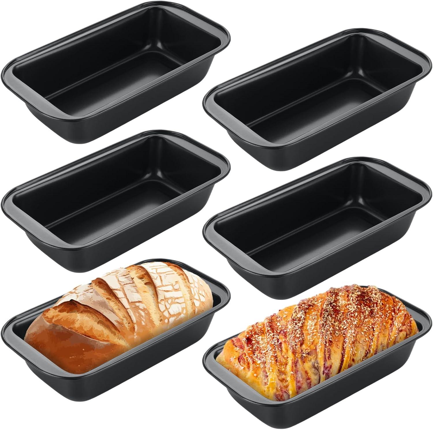 6 Pack Nonstick Loaf Pans 8.5 x 4.5 Inch Banana Bread Pans for Homemade Bread Loaf Pan for Baking Bread Tin Metal Sourdough Bread Baking Pan Sandwich Loaf Bread Pans Meatloaf Pan for Cake