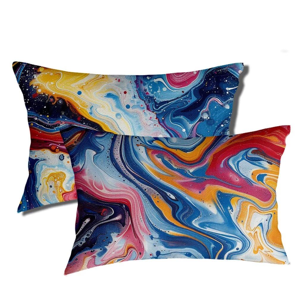 Cuscini da Esterno Impermeabili 30x50 cm Federe Cuscini Colore Rettangolari Decorativi Copricuscini Astratto Set da 2 Impermeabili Lino Copricuscini con Zip Nascosta per Esterno Giardino Balcone h-30