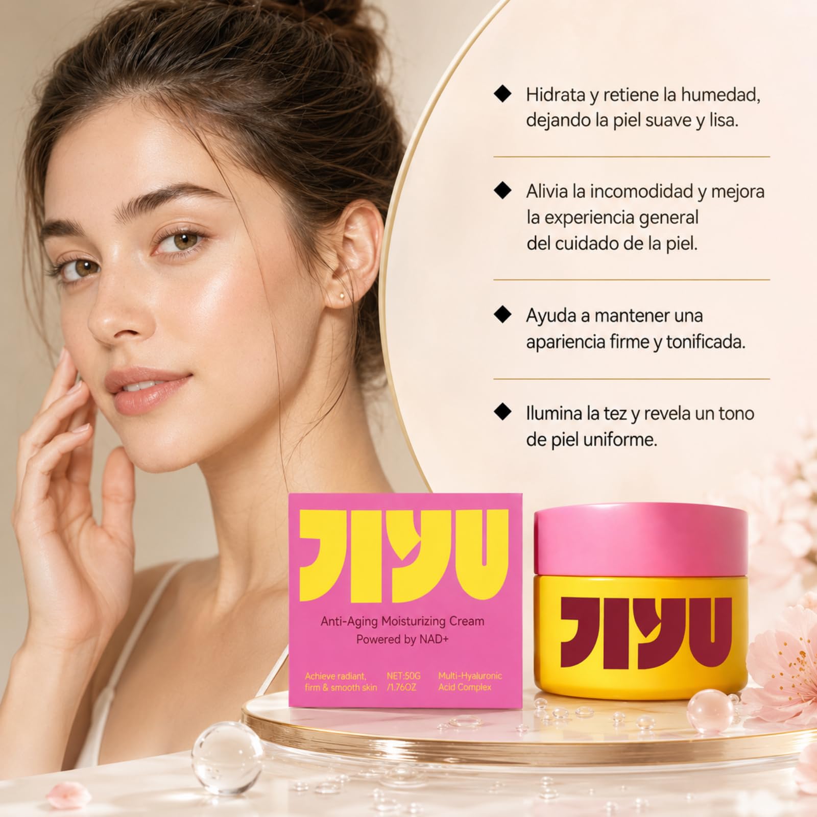 Jiyu Original Anti Yiyu Crema Coreana Antiedad Crema Facial Nutritiva con Acabado Suave para Rutina de Día y Noche